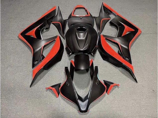 Negro Mate & Rojo 2007-2008 Honda CBR600RR Carenado Moto Negro Mate & Rojo 2007-2008 Honda CBR600RR Carenado Moto
