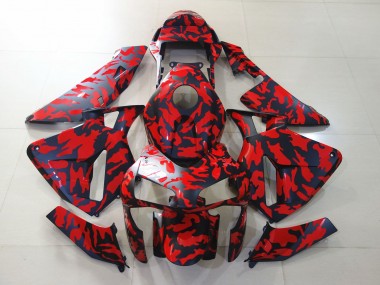 Negro Mate & Rojo Camuflaje 2003-2004 Honda CBR600RR Carenado Moto