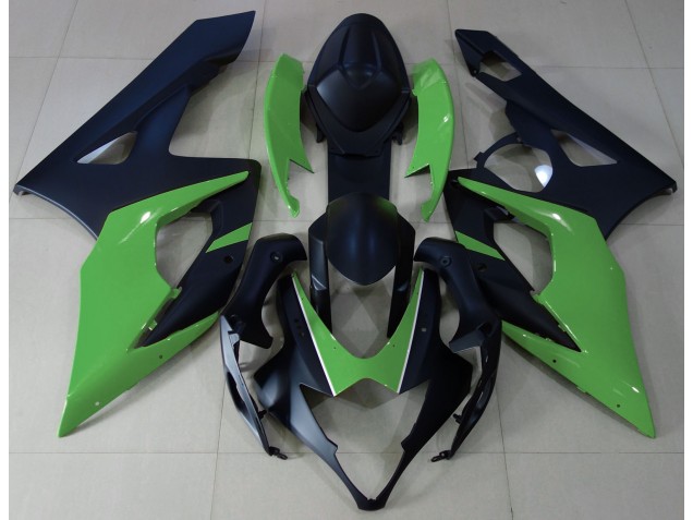 Negro Mate & Verde 2005-2006 Suzuki GSXR 1000 Carenado Moto