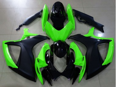 Negro Mate & Verde 2006-2007 Suzuki GSXR 600-750 Carenado Moto