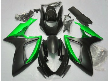 Negro Mate & Verde 2006-2007 Suzuki GSXR 600-750 Carenado Moto