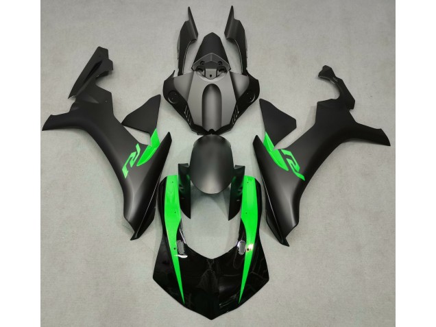 Negro Mate & Verde 2015-2019 Yamaha R1 Carenado Moto