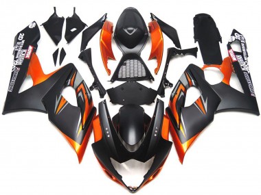 Negro & Naranja Mate & Brillante Personalizados 2005-2006 Suzuki GSXR 1000 Carenado Moto