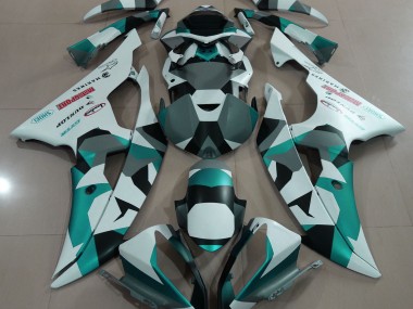 Nieve Verde Espuma De Mar Camuflaje 2008-2016 Yamaha R6 Carenado Moto