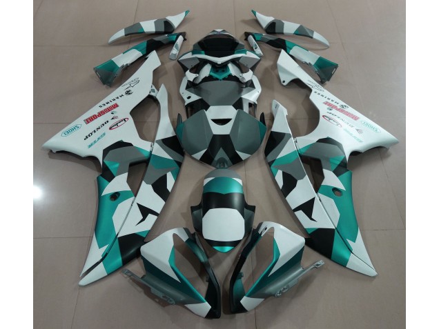 Nieve Verde Espuma De Mar Camuflaje 2008-2016 Yamaha R6 Carenado Moto