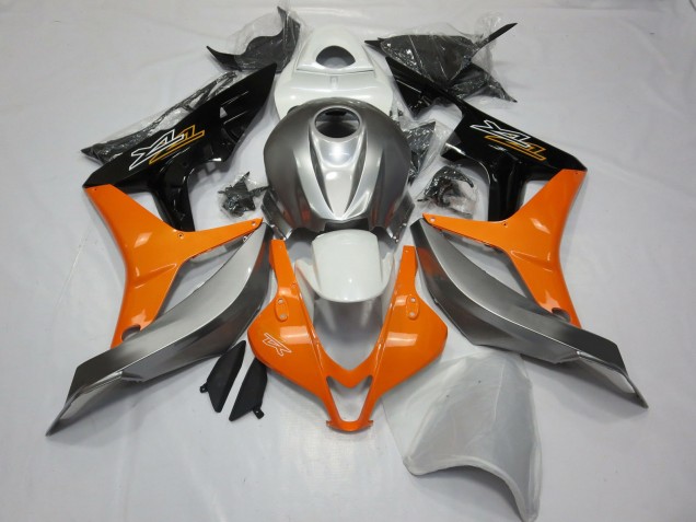 Plata Blanco & Naranja 2007-2008 Honda CBR600RR Carenado Moto