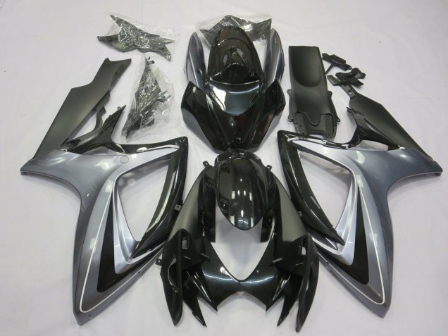 Plata Clara & Negra 2006-2007 Suzuki GSXR 600-750 Carenado Moto