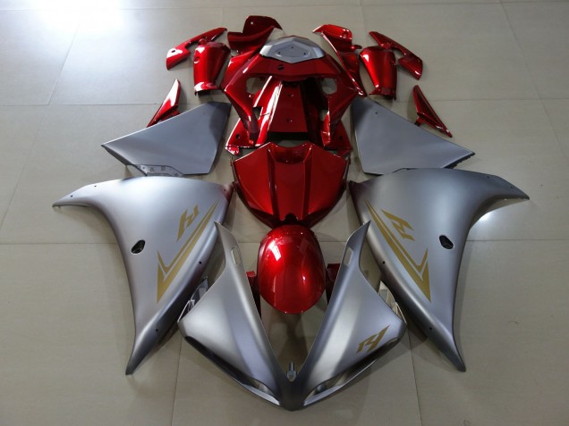 Plata Mate & Rojo Brillante 2009-2011 Yamaha R1 Carenado Moto