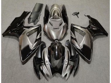 Plata Oscura & Negro 2006-2007 Suzuki GSXR 600-750 Carenado Moto