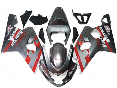 Plata & Rojo Movistar 2004-2005 Suzuki GSXR 600-750 Carenado Moto