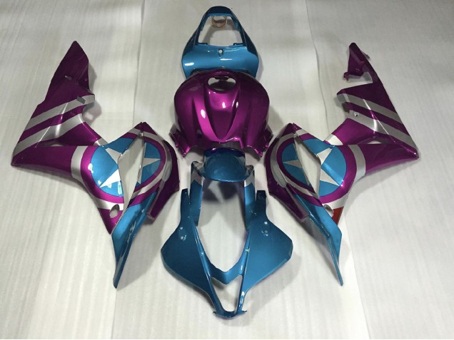 Púrpura & Azul Claro Capitán América 2007-2008 Honda CBR600RR Carenado Moto