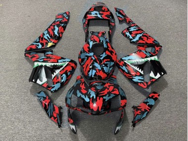 Rojo & Azul Camuflaje 2003-2004 Honda CBR600RR Carenado Moto