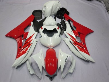 Rojo & Blanco 2006-2007 Yamaha R6 Carenado Moto