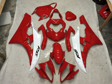 Rojo & Blanco 2006-2007 Yamaha R6 Carenado Moto
