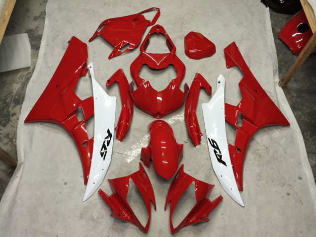 Rojo & Blanco 2006-2007 Yamaha R6 Carenado Moto