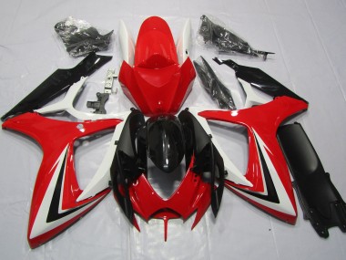 Rojo Blanco & Negro 2006-2007 Suzuki GSXR 600-750 Carenado Moto