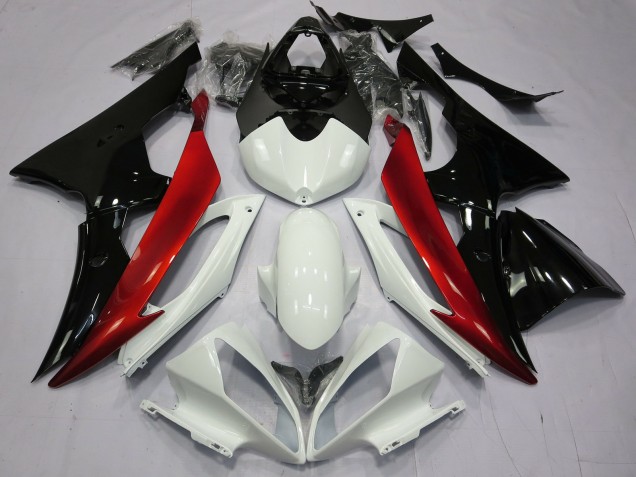 Rojo Blanco & Negro 2008-2016 Yamaha R6 Carenado Moto
