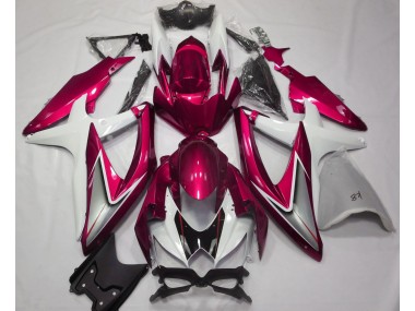 Rojo Brillante & Blanco 2008-2010 Suzuki GSXR 600-750 Carenado Moto