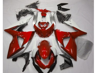 Rojo Brillante & Blanco 2009-2016 Suzuki GSXR 1000 Carenado Moto