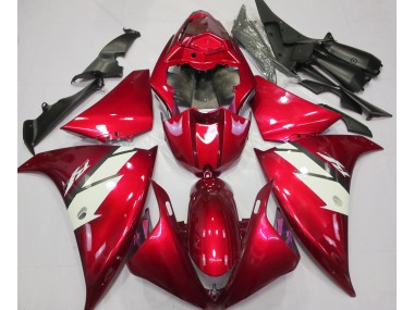 Rojo Brillante & Blanco 2012-2014 Yamaha R1 Carenado Moto