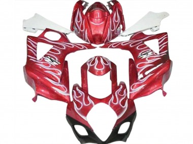 Rojo Brillante & Blanco Llama 2007-2008 Suzuki GSXR 1000 Carenado Moto
