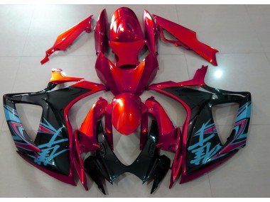 Rojo Brillante & Negro 2006-2007 Suzuki GSXR 600-750 Carenado Moto