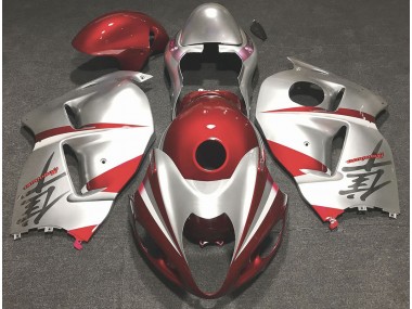 Rojo Brillante & Plata 1997-2007 Suzuki GSXR 1300 Carenado Moto