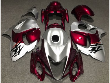 Rojo Brillante & Plata 2008-2020 Suzuki GSXR 1300 Carenado Moto