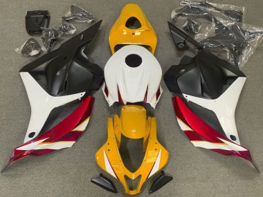Rojo Brillo Blanco & Amarillo 2009-2012 Honda CBR600RR Carenado Moto