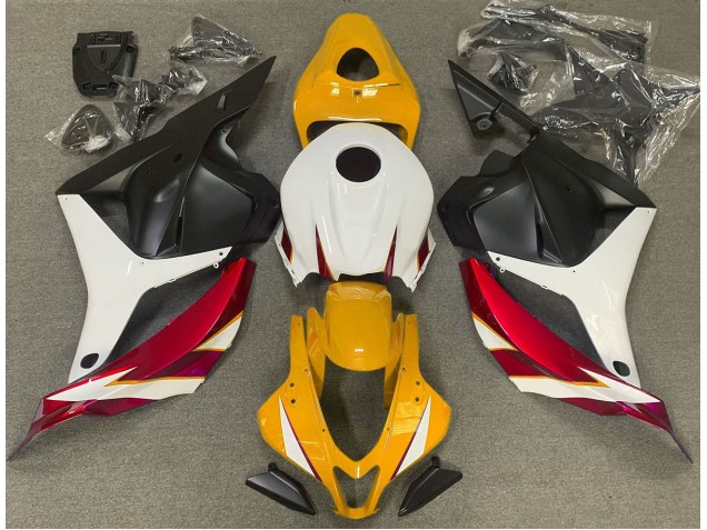 Rojo Brillo Blanco & Amarillo 2009-2012 Honda CBR600RR Carenado Moto