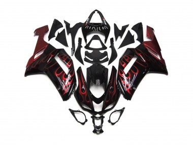 Rojo Brillo Llama 2007-2008 Kawasaki ZX6R Carenado Moto
