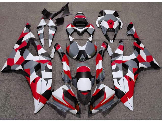 Rojo Camuflaje Llanura 2008-2016 Yamaha R6 Carenado Moto