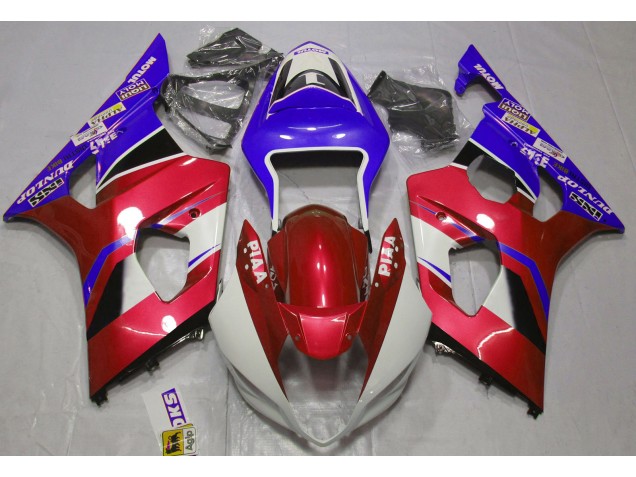 Rojo Caramelo Brillante & Azul 2003-2004 Suzuki GSXR 1000 Carenado Moto Rojo Caramelo Brillante & Azul 2003-2004 Suzuki GSXR 1000 Carenado Moto