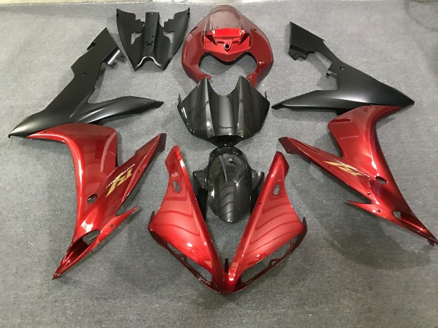 Rojo Granate & Estilo Fibra De Carbono 2004-2006 Yamaha R1 Carenado Moto Rojo Granate & Estilo Fibra De Carbono 2004-2006 Yamaha R1 Carenado Moto