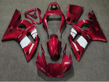 Rojo Intenso & Blanco 1998-2002 Yamaha R6 Carenado Moto
