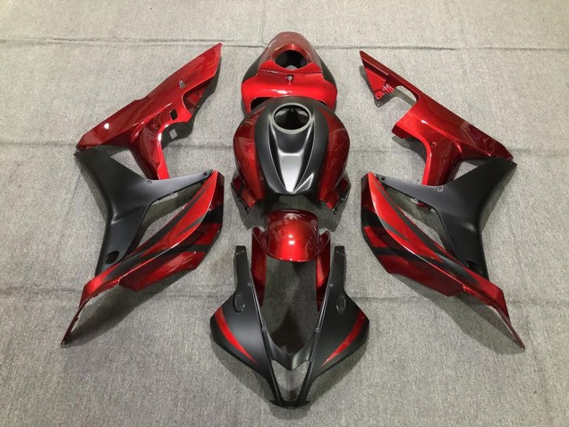 Rojo Intenso & Negro Mate 2007-2008 Honda CBR600RR Carenado Moto