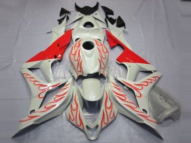 Rojo Llama Sobre Blanco 2007-2008 Honda CBR600RR Carenado Moto