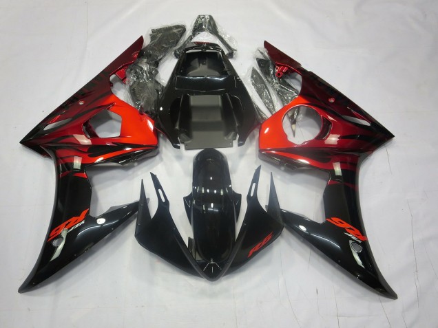 Rojo & Negro 2003-2004 Yamaha R6 Carenado Moto