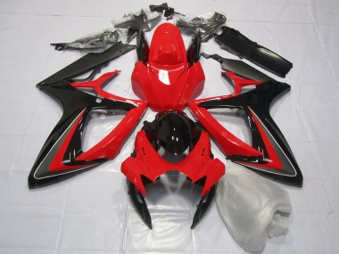 Rojo Negro & Gris 2006-2007 Suzuki GSXR 600-750 Carenado Moto