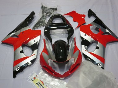 Rojo Plata & Negro 2000-2002 Suzuki GSXR 1000 Carenado Moto