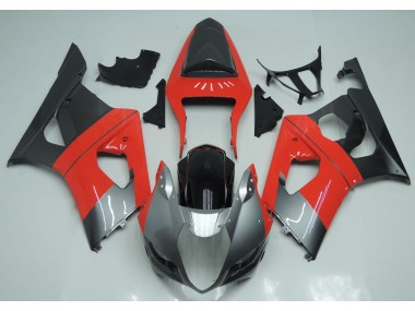 Rojo Plata & Negro 2003-2004 Suzuki GSXR 1000 Carenado Moto