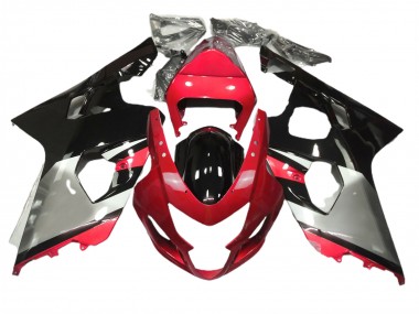 Rojo Plata & Negro 2004-2005 Suzuki GSXR 600-750 Carenado Moto