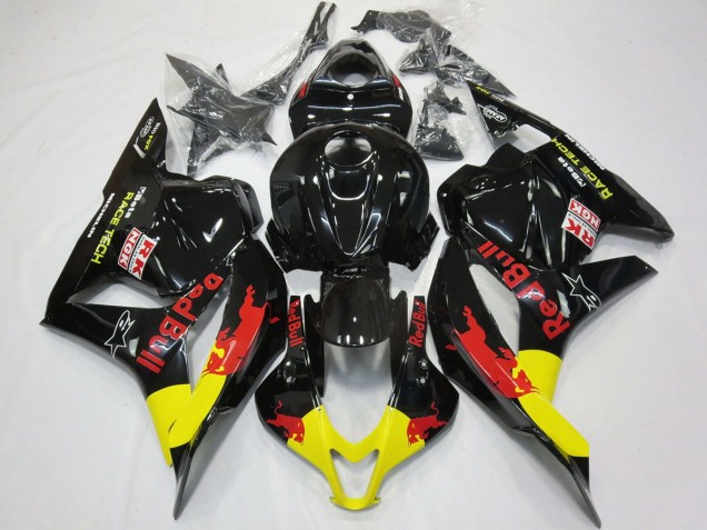 Rojo Toro Negro Brillante 2009-2012 Honda CBR600RR Carenado Moto
