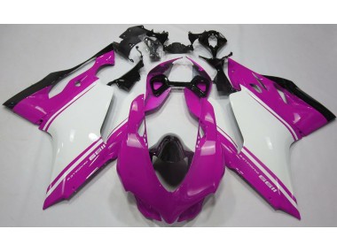 Rosa Brillo Blanco & Negro 2011-2014 Ducati 1199 Carenado Moto