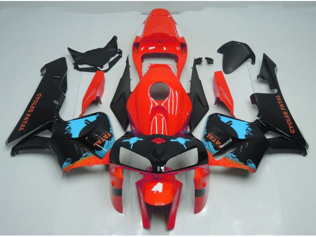 Salpicadura Azul Claro Sobre Rojo 2005-2006 Honda CBR600RR Carenado Moto Salpicadura Azul Claro Sobre Rojo 2005-2006 Honda CBR600RR Carenado Moto