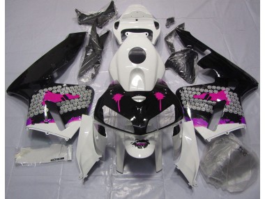 Salpicadura Rosa Sobre Negro Brillante 2005-2006 Honda CBR600RR Carenado Moto