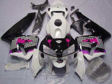 Salpicadura Rosa Sobre Negro Brillante 2005-2006 Honda CBR600RR Carenado Moto