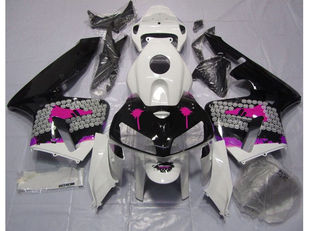 Salpicadura Rosa Sobre Negro Brillante 2005-2006 Honda CBR600RR Carenado Moto