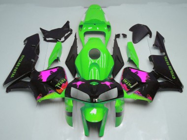 Salpicadura Rosa Sobre Verde 2005-2006 Honda CBR600RR Carenado Moto
