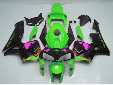 Salpicadura Rosa Sobre Verde 2005-2006 Honda CBR600RR Carenado Moto
